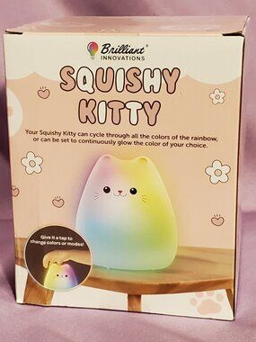 Squishy Rainbow Kitty 6" LED Multi Color Changing Tap Light 9 Colors NEW